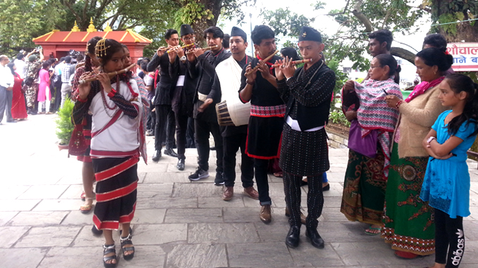 Flute players ready to welcome President Bidhya Devi Bhandari in Pokhara on Thursday. Picture: Recentfusion.com