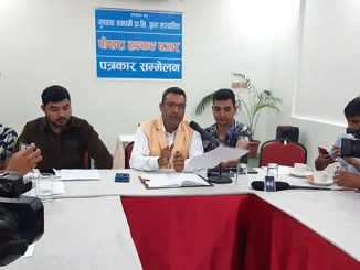 Mr. Milan Tiwari speaks to Journalists in Pokhara.